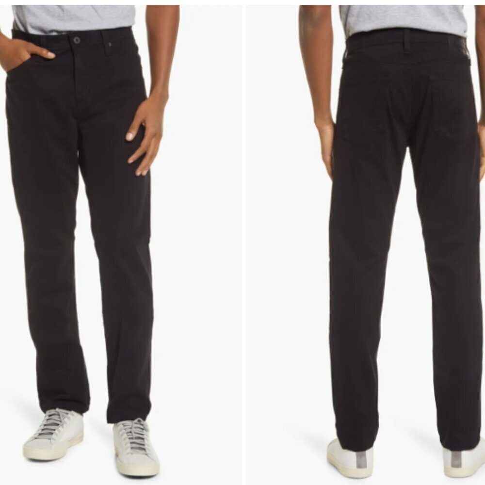 NWT AG Adriano Goldschmied Everett Slim Straight Pants 42x32 Super Black